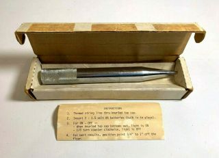 Vintage Plumb Bob With Battery (2 Aa) Powered Light 7 3/4 " Long Texas Tool Mfg