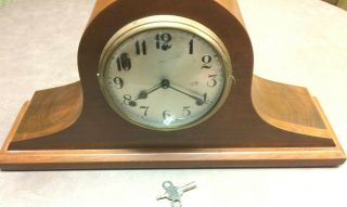 Antique Gilbert 1807 Mantel Clock Chimes On The Hour & Half Hour With Key