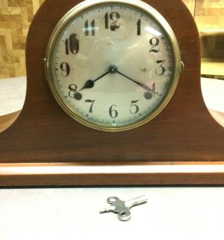 Antique Gilbert 1807 Mantel Clock Chimes On The Hour & Half Hour With Key 2