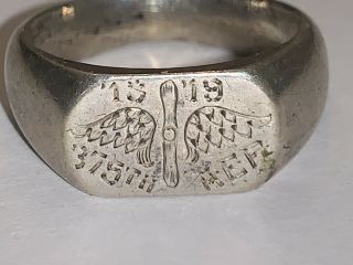 Old Us Wwi 375th Aef American Expeditionary Forces 1918 - 1919 Sterling Wings Ring