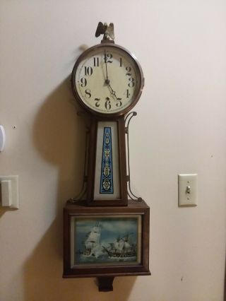 Antique Banjo Clock For Repair Or Parts