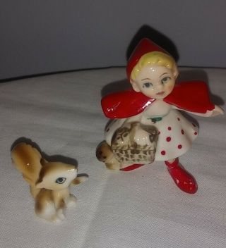 Vintage Little Red Riding Hood Nursery Rhyme Bone China Figurines Japan