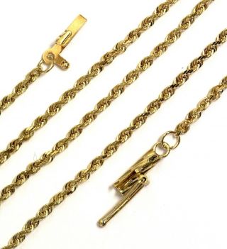 14k Yellow Gold Diamond Cut Rope Chain Necklace 3.  7g Estate 16 " Antique Vintage