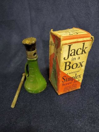 Vintage Jack In The Box Miniature Simplex Screw Jack W/box 1934 Green