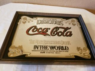 Vintage 1977 Delicious Coca Cola Most Refreshing Drink In The World Mirror Sign