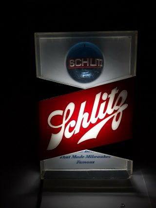 Vintage Schlitz Lighted Rotating Globe Tabletop Sign