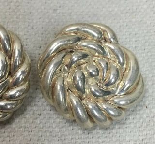 Vintage Frederic Jean Duclos Sterling Silver 925 on Wax Puffy Clip on Earrings 2
