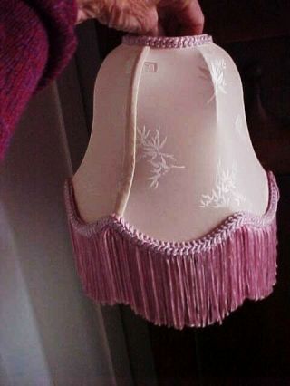Vintage Victorian Style Lamp Shade Peach W Mauve Fringe Bell Shape