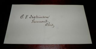Signature Card E.  F.  Dickinson Civil War Captain Co G 8th Ohio Volunteer Infantry