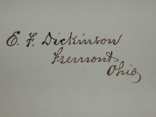 Signature Card E.  F.  Dickinson Civil War Captain Co G 8th Ohio Volunteer Infantry 2