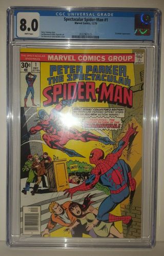 Spectacular Spider - Man 1 Cgc 8.  0 White Pages : Unpressed Cpr 9.  6 Candidate 12/76