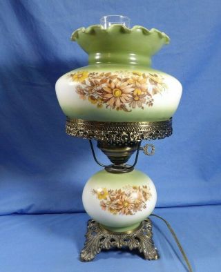 Vintage 1973 L&l Wmc Gone With The Wind Hurricane Parlor 3 - Way Table Lamp 15” T