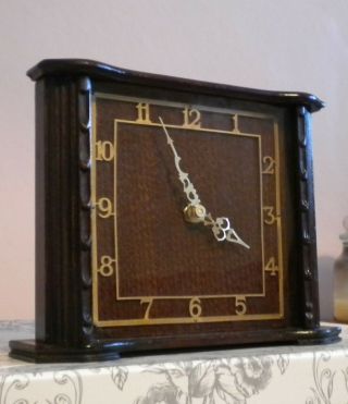 Vintage 1920s Art Deco Wooden Mantle Clock With Modern Battery Quartz Movement