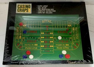 Green Craps Casino Gaming Table Felt Layout With Instructions Dice 24” X 30”