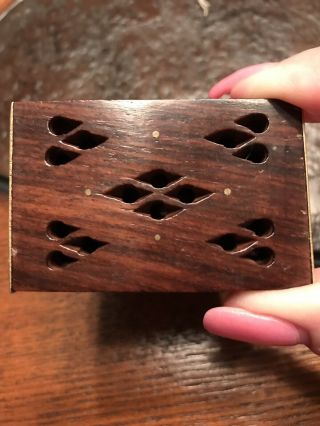 Tiny Vintage Wood/brass Cricket Box Trinket Box