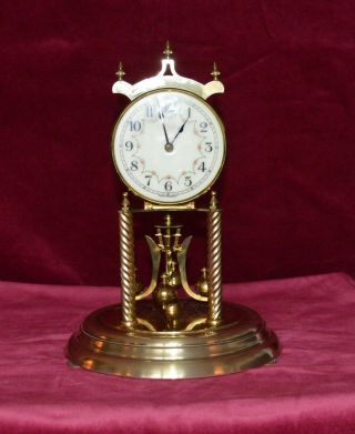 Vintage Kundo 400 Day Large Brass Anniversary Clock Perspex Dome Not 2