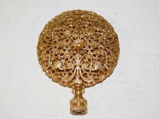 X2 Antique Brass Ornate Lamp Finial Vintage Victorian Filigree Light Topper Part