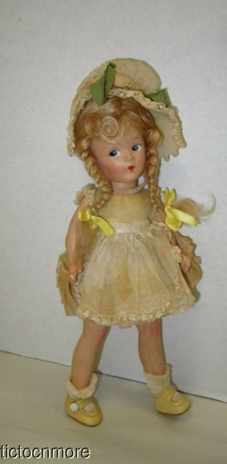 Antique Early Madame Alexander Little Betty Face Composition Doll Tagged Dress