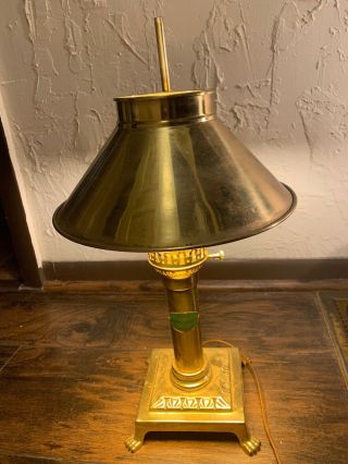 Brass Table Lamp Brass Footed And Shaded Paris Istanbul Orient Express Vintage