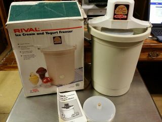 Vintage Rival 6 Quart Electric Ice Cream & Yogurt Maker Freezer,  8605 Almond Box