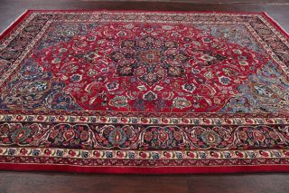 Vintage Traditional Floral Kashmar Area Rug Red Hand - Knotted Wool Carpet 8 