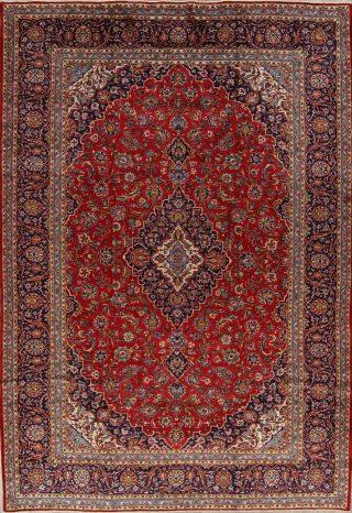 Vintage Traditional Floral Hand - Knotted Wool Oriental 10x14 Large Rugs