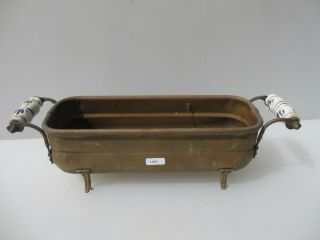 Vintage French Brass Trough Tub Planter Plant Pot Antique Old Urn Ceramic Handle