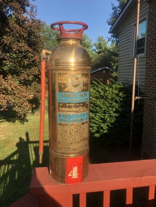 Vintage Alfco American Lafrance Soda - Acid Copper Brass Fire Extinguisher 25 In