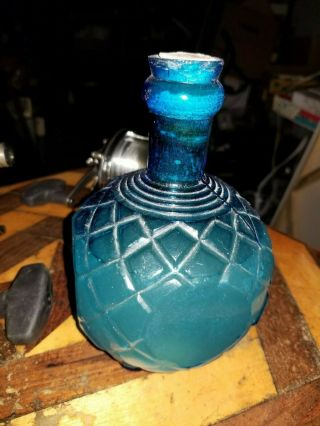 19th Century Harden Hand Grenade Glass Fire Extinguisher Blue Vtg