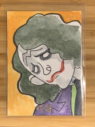2019 Cryptozoic Czx Heroes & Villains Joker Sketch 1/1 By Roe Mesquita