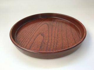 Japanese Natural Wooden Sencha Tray Obon Vtg Lacquer Ware Round Brown G071