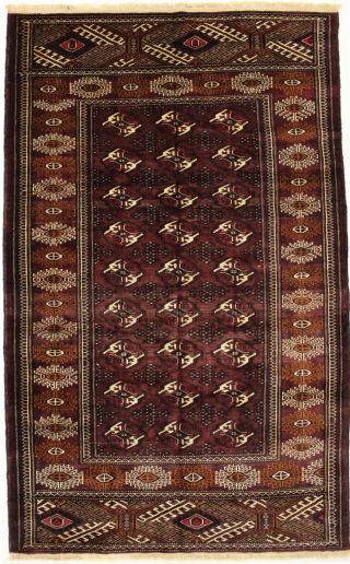 Tribal Design Burgundy Turkoman 5x8 Handmade Oriental Wool Rug Home Decor Carpet