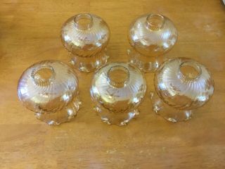 5 Ceiling Fan Light Fixture Glass Globes Light Amber Iridescent.