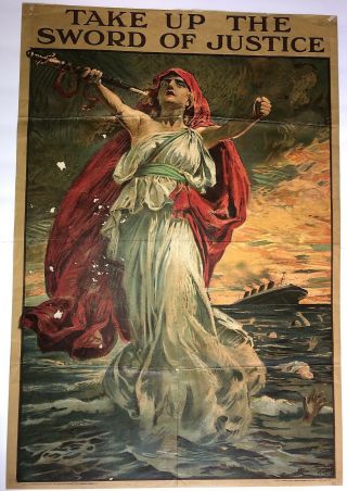 Wwi War English Recruiting Poster Take Up The Sword Of Justice