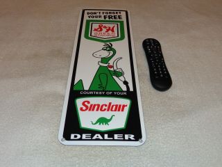 Vintage Sinclair Gasoline,  S & H Green Stamps Dino 22 " Porcelain Metal Oil Sign
