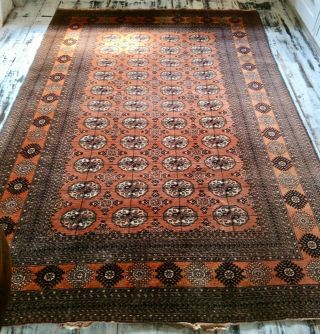 Lovely Old Buchara Deco Vintage Wool Oriental Hand Knotted Rug Carpet 290x200cm