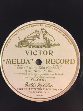 “melba” Record Come Back To Erin Mme Nellie Melba 94003