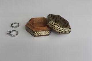 Persian Art Khatam Wood Hand Made Jewelry Box Or Ring Box.  I Made It Myself.