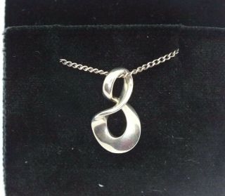 Vintage Danish Sterling Silver Georg Jensen Infinity Pendant And Chain.