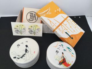 HAND PAINTED Japanese Round RICE PAPER BOXES - Box set 2