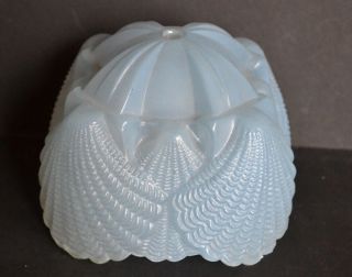 Vintage Blue Glass Boudoir Table Vanity Lamp Shade Scalloped Seashells {l9}