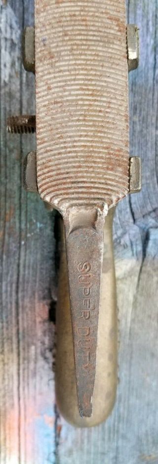 Vintage Cast Iron File Handle Old Antique Tool Holder w/File Wolverine Tool Co 3