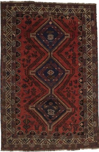 Signed 7x10 Vintage Tribal Hand Knotted Wool Oriental Area Rug Carpet