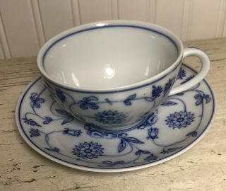 Vintage Germany Blue & White Floral Tea/coffee Cup & Saucer