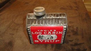 Towle " S Log Cabin Syrup Tin Bank
