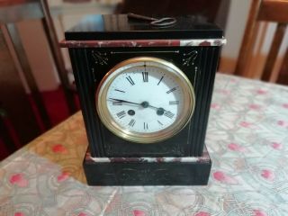 French Slate & Marble Mantel Clock C 1900