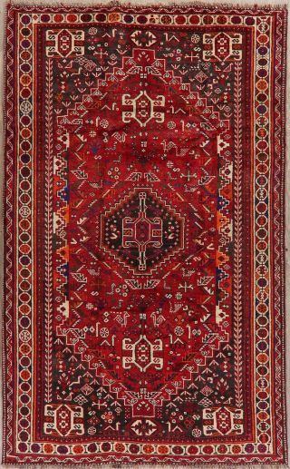 6 ' x 9 ' Vintage Tribal Geometric Oriental Area Rug Handmade WOOL Carpet RED 2