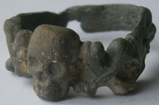 German Ring Skull & Double Bones Ww1 Wwi Or Ww2 Wwii Special Force Shock Troops