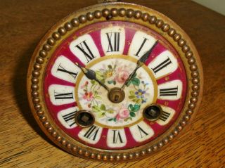 Rare Vintage Japy Freres Porcelain Face 4 " French Clock Movement Spares/repair
