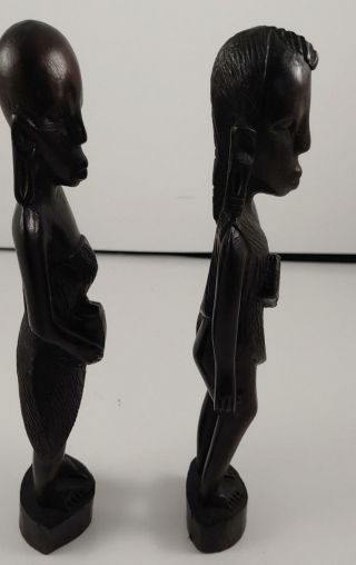 2 HAND - CARVED AFRICAN EBONY WOOD FEMALE SCULPTURES 2